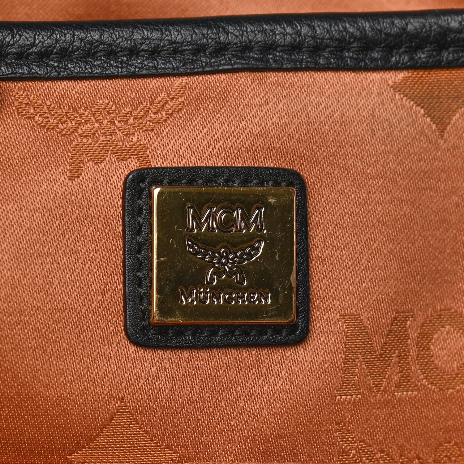 MCM Visetos Medium Shopper Tote Cognac Black 8 of 10