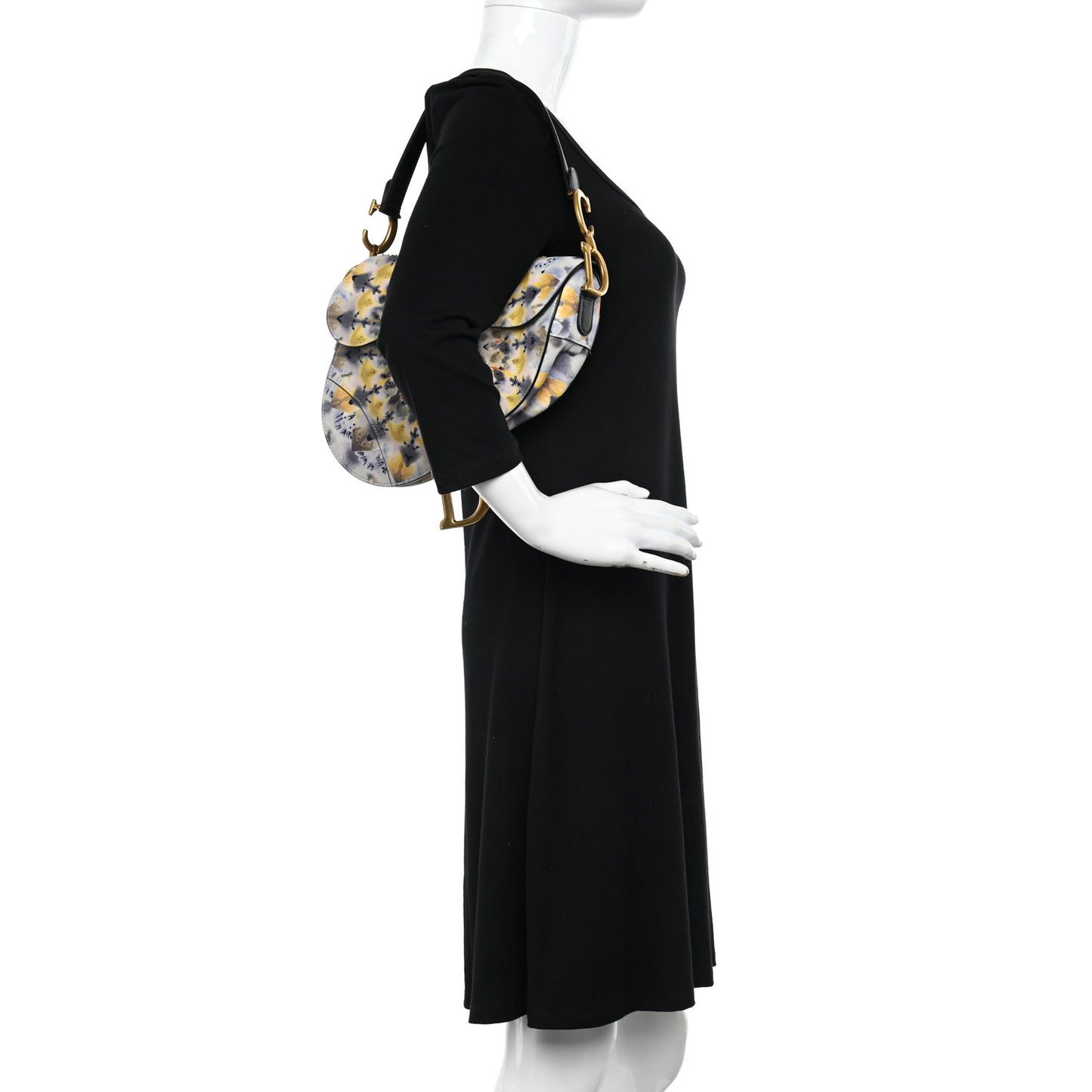 Calfskin Embroidered Kaleidiorscopic Saddle Bag Multicolor