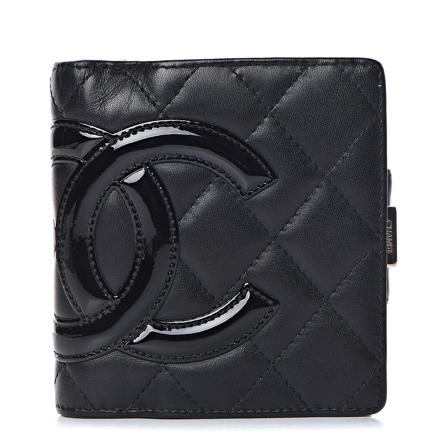 Calfskin Quilted Cambon Bi-Fold Wallet Black