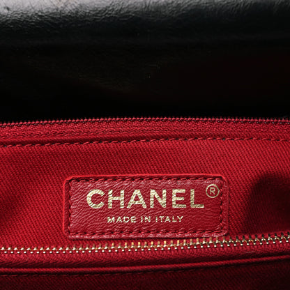 Chanel Aged Calfskin Chevron Quilted Large Coco Handle Flap Black 6 of 9