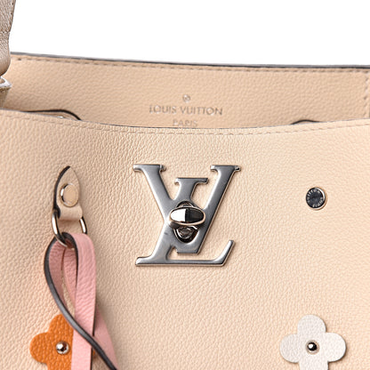 Louis Vuitton Calfskin Flowers Lockme Bucket Creme 10 of 10