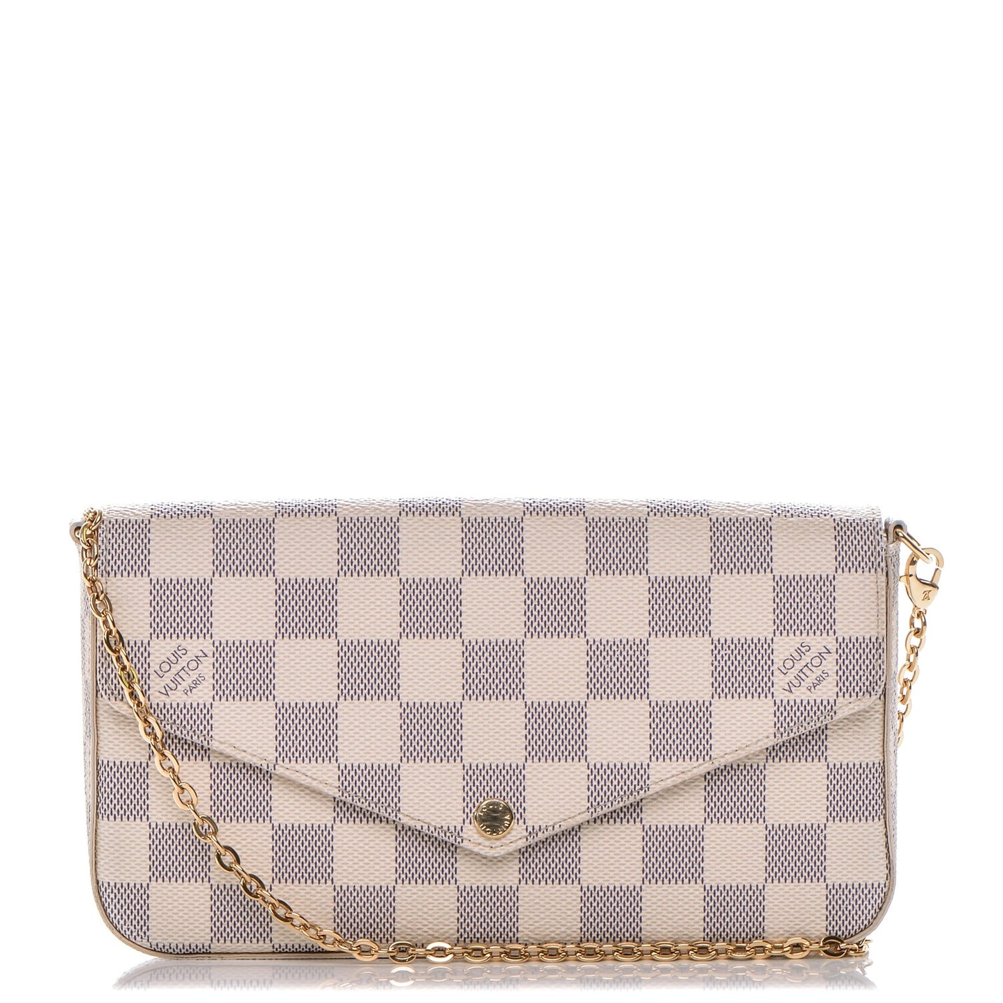 Damier Azur Pochette Felicie Chain Wallet Rose Ballerine