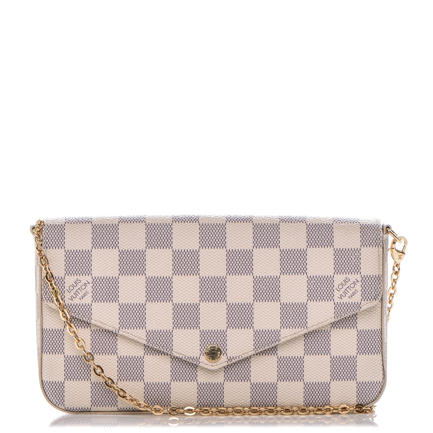 Louis Vuitton Damier Azur Pochette Felicie Chain Wallet Rose Ballerine 1 of 7