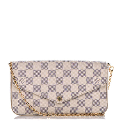 Louis Vuitton Damier Azur Pochette Felicie Chain Wallet Rose Ballerine 1 of 7