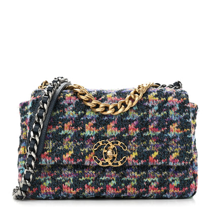 Chanel Tweed Quilted Medium Chanel 19 Flap Dark Multicolor 1 of 10
