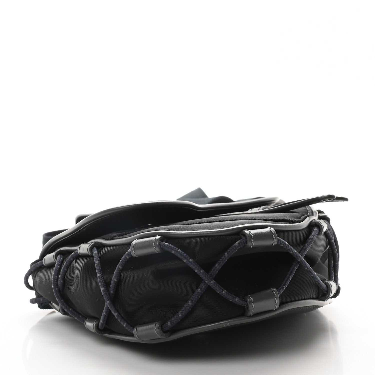 Christian Dior X SACAI Grained Calfskin Technical Fabric Mens Saddle Bag Black 4 of 10
