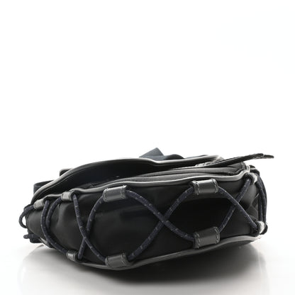 Christian Dior X SACAI Grained Calfskin Technical Fabric Mens Saddle Bag Black 4 of 10