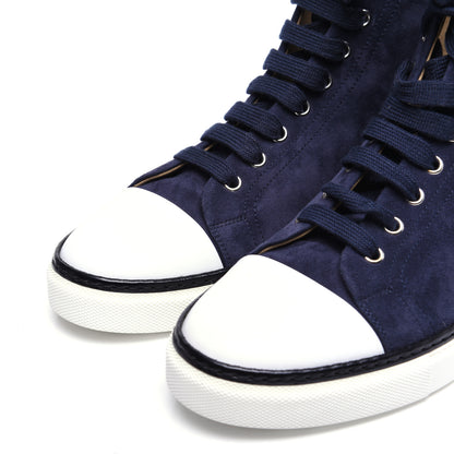Hermes Suede Mens Jimmy High Top Sneakers 40.5 Navy Blue 6 of 13