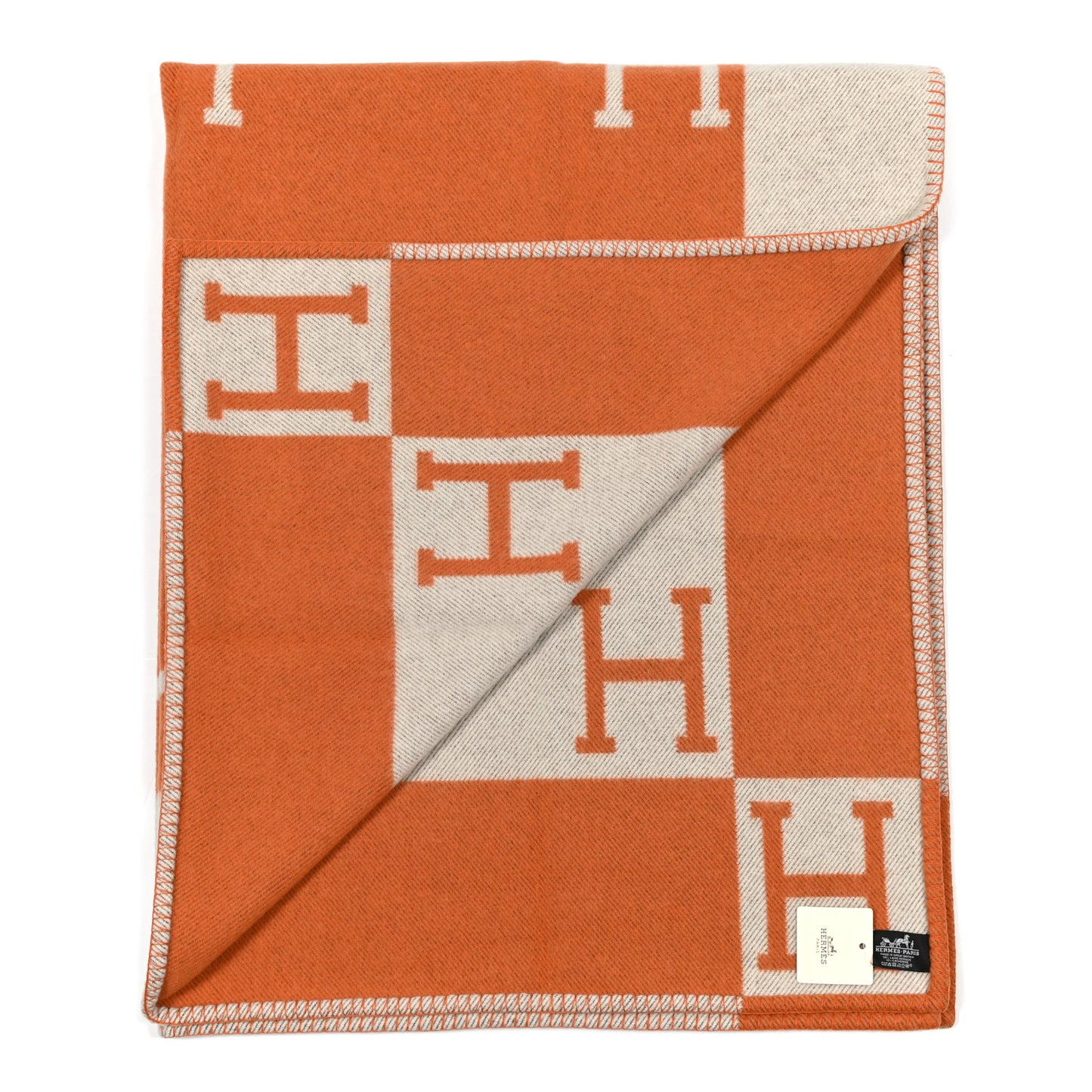 Wool Cashmere Signature Classic Avalon Blanket Ecru Potiron