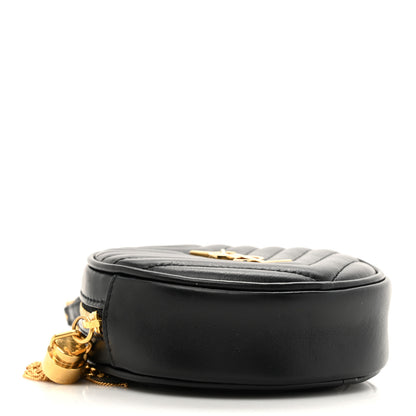 Saint Laurent Calfskin Matelasse Chevron Quilted Baby Round Vinyle Belt Bag Black 4 of 10