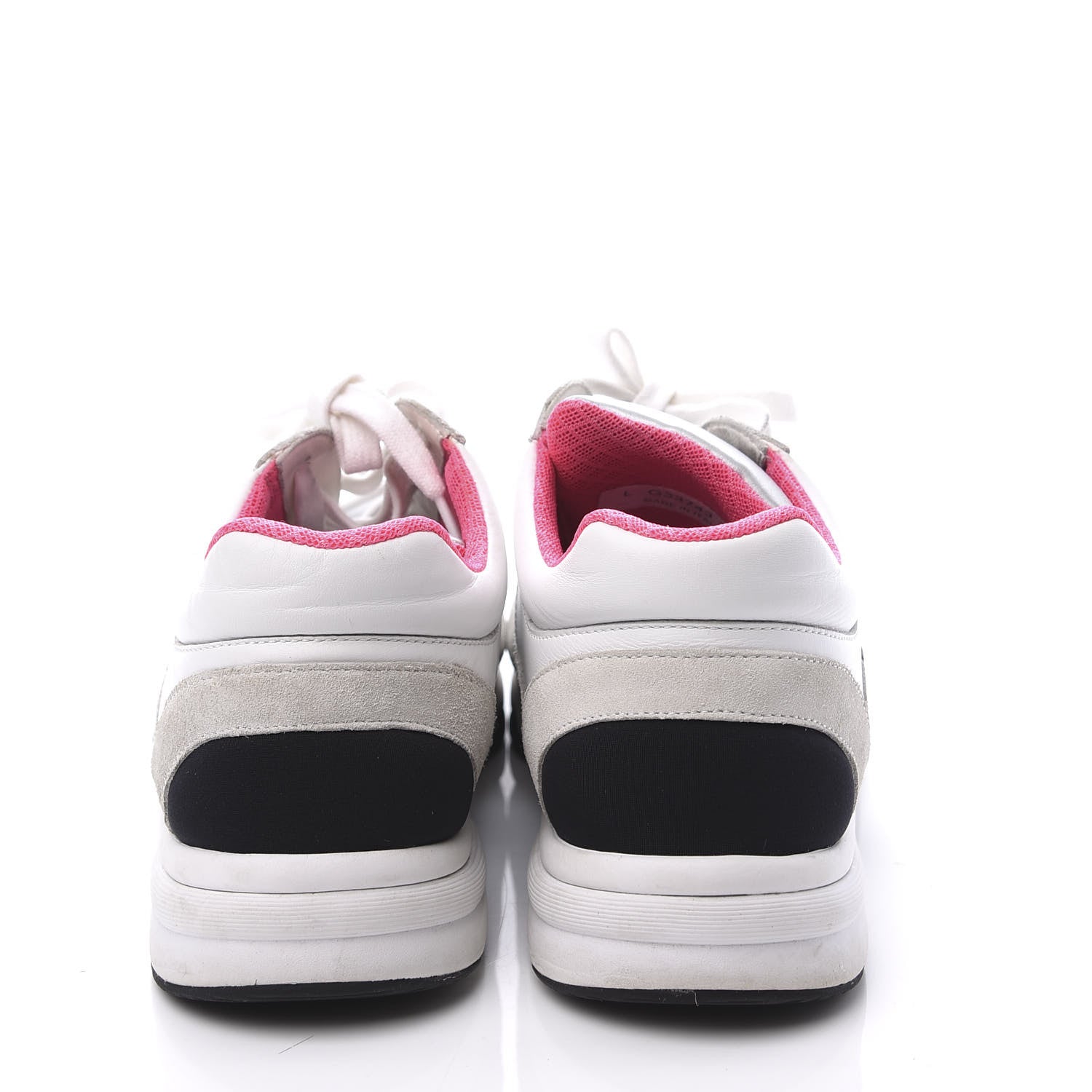 Chanel Calfskin Fabric Sneakers 38 White Silver Fluo Pink 7 of 10