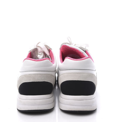 Chanel Calfskin Fabric Sneakers 38 White Silver Fluo Pink 7 of 10