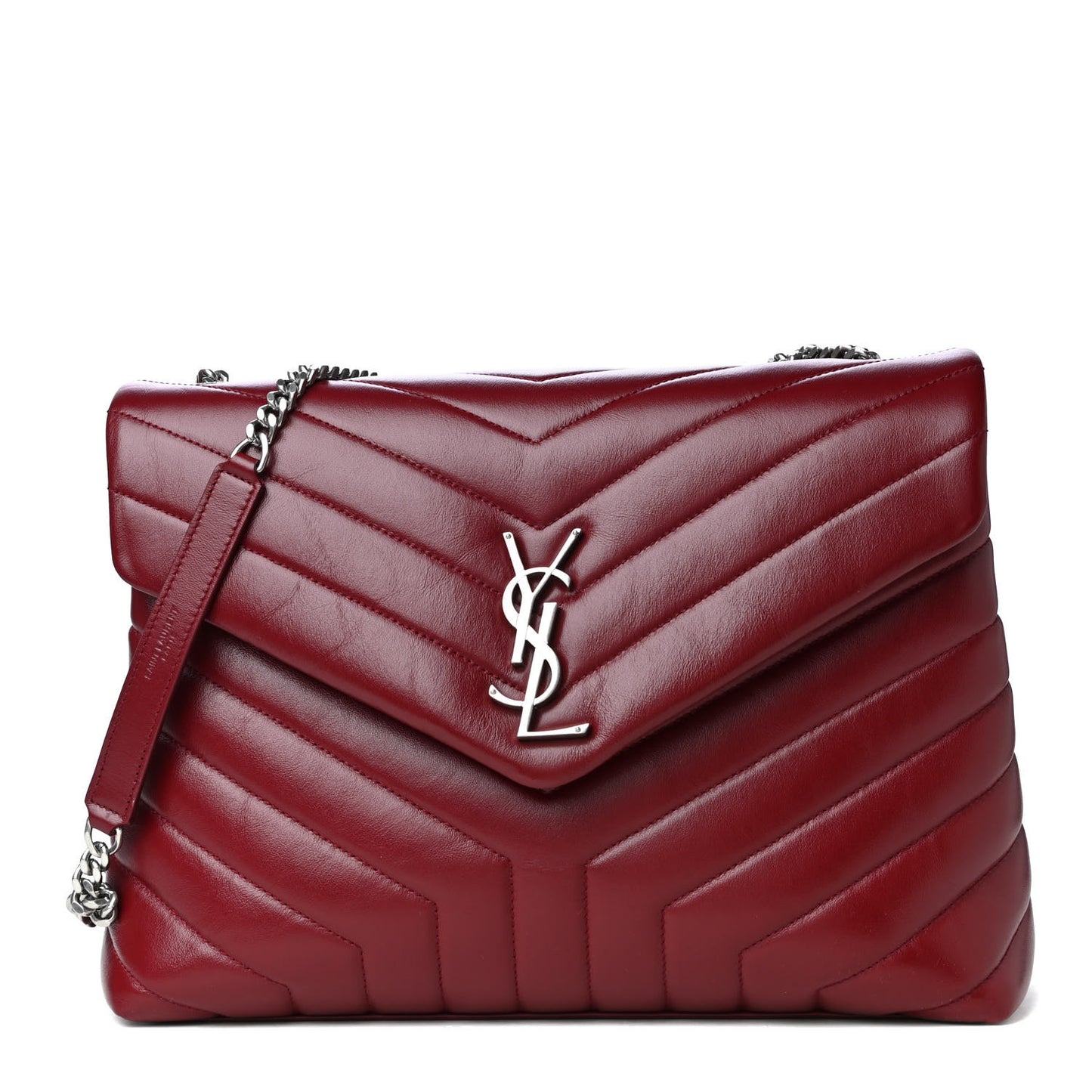 Calfskin Y Quilted Monogram Medium Loulou Chain Satchel Rouge Legion