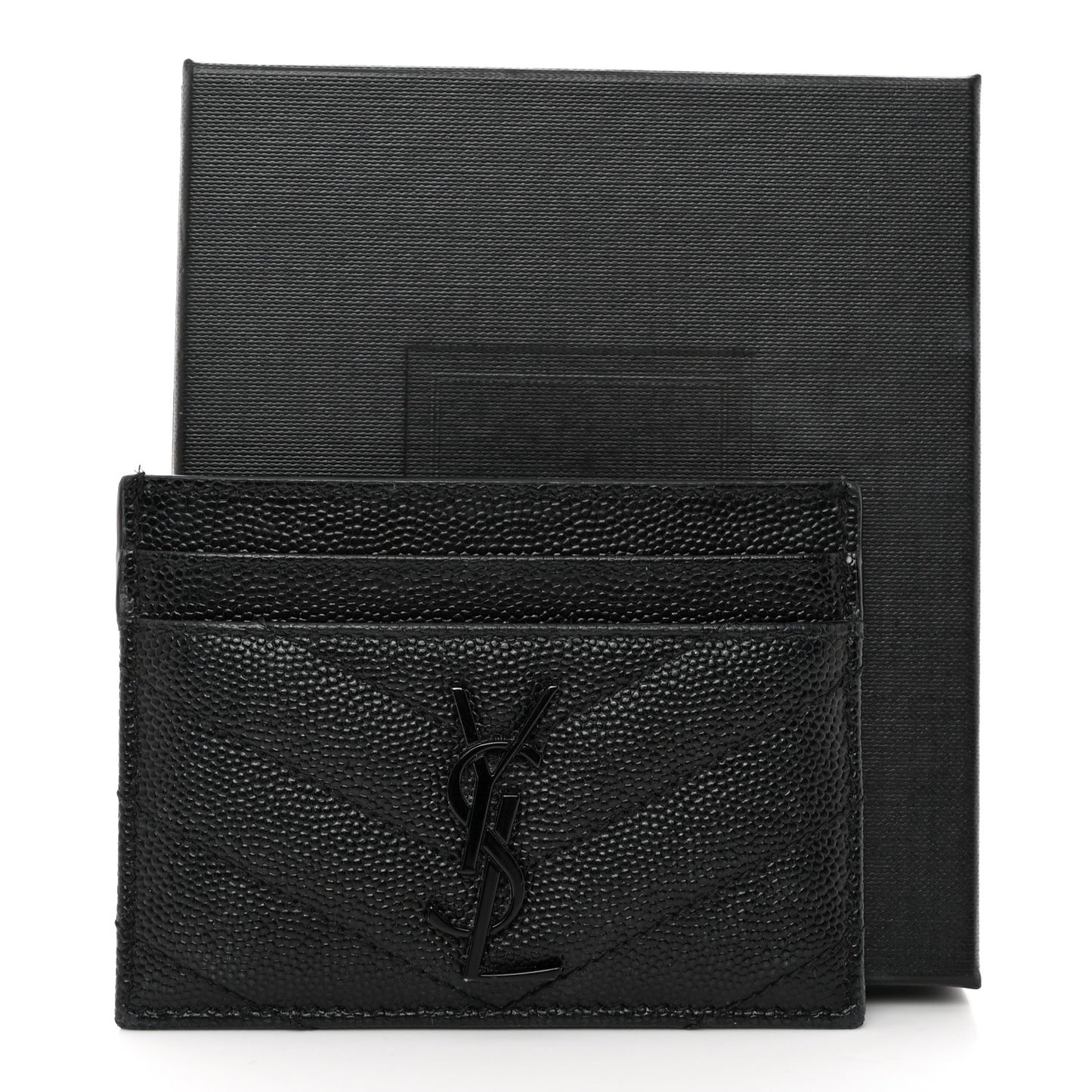 Grain De Poudre Matelasse Chevron Monochrome Monogram Credit Card Case Black