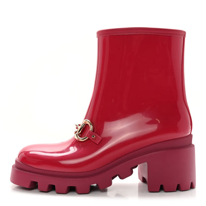 Gucci Rubber Womens Horsebit Ankle Boots 38 Petunia 1 of 11
