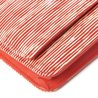 Chanel Patent Striped Wallet On Chain WOC Red 5 of 9