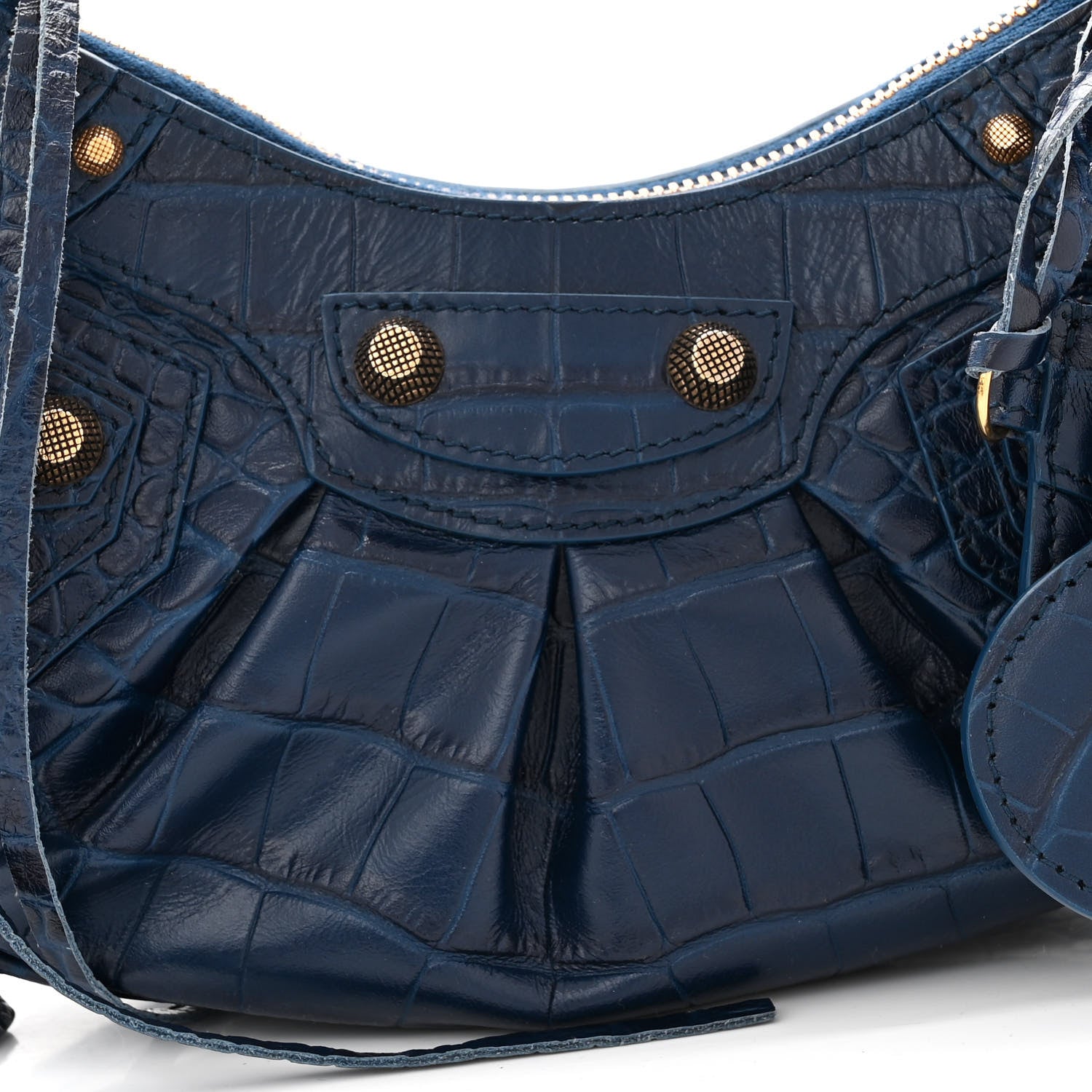 Balenciaga Extra Supple Calfskin Crocodile Embossed Le Cagole Shoulder Bag XS Indigo 8 of 10