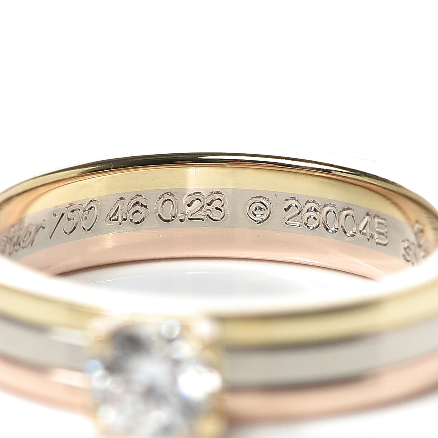 18K Pink Yellow White Gold Diamond .23ct Solitaire Trinity Engagement Ring 46 3.75