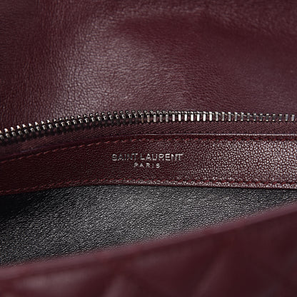 Saint Laurent Calfskin Mixed Matelasse Triquilt Large Monogram Envelope Satchel Bordeaux 7 of 34