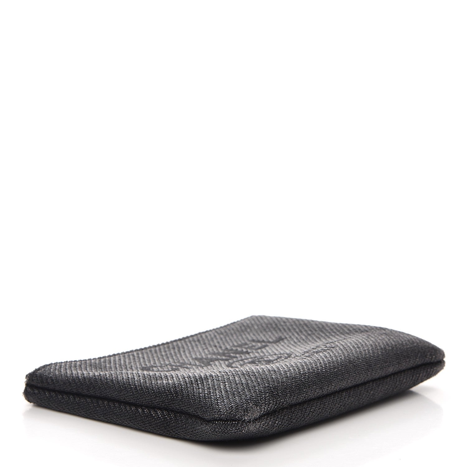 Chanel Woven Straw Raffia Small Deauville Pouch Dark Grey 3 of 12