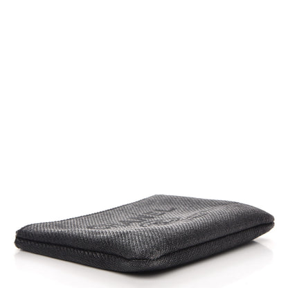 Chanel Woven Straw Raffia Small Deauville Pouch Dark Grey 3 of 12