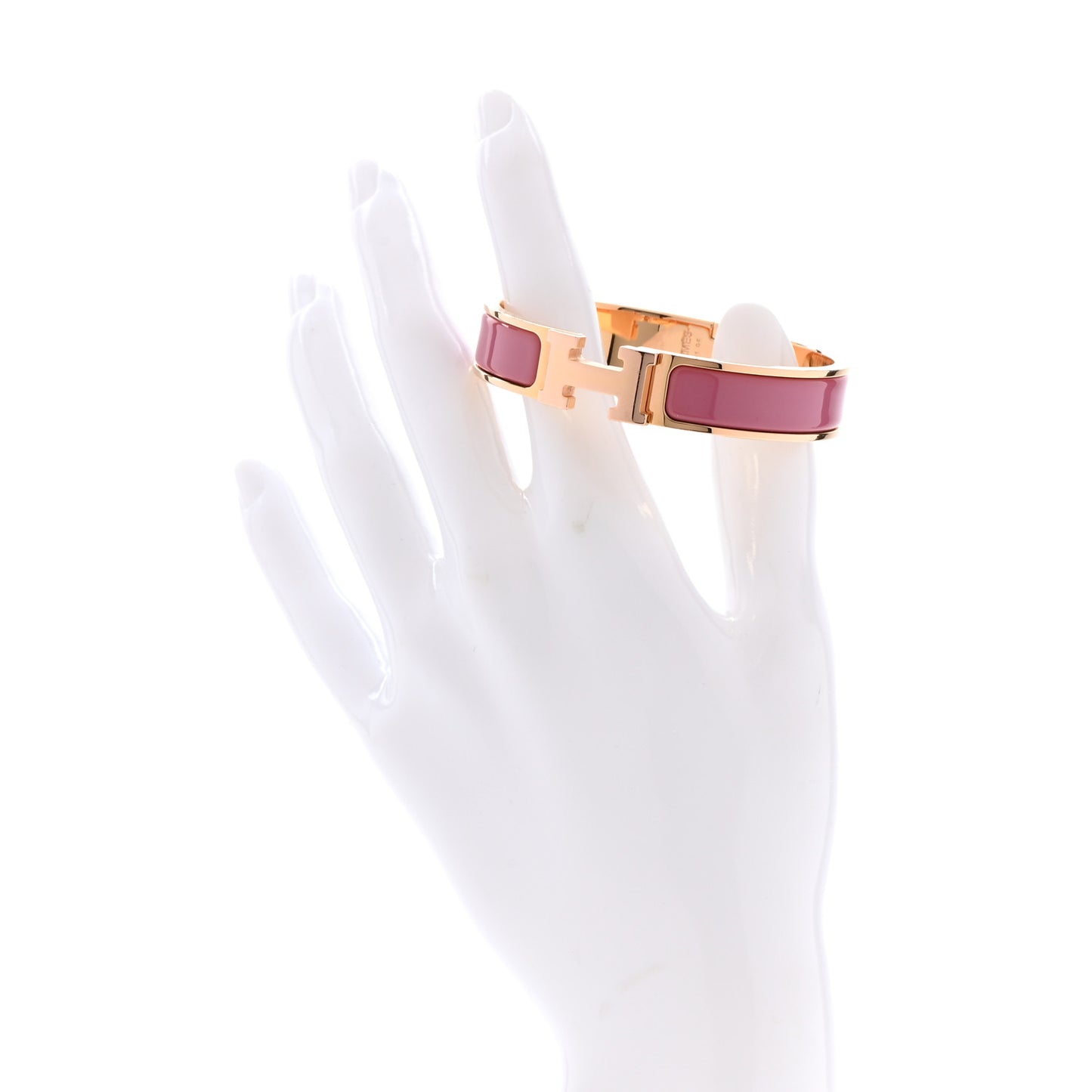 Enamel Narrow Clic Clac H Bracelet PM Rose Velours