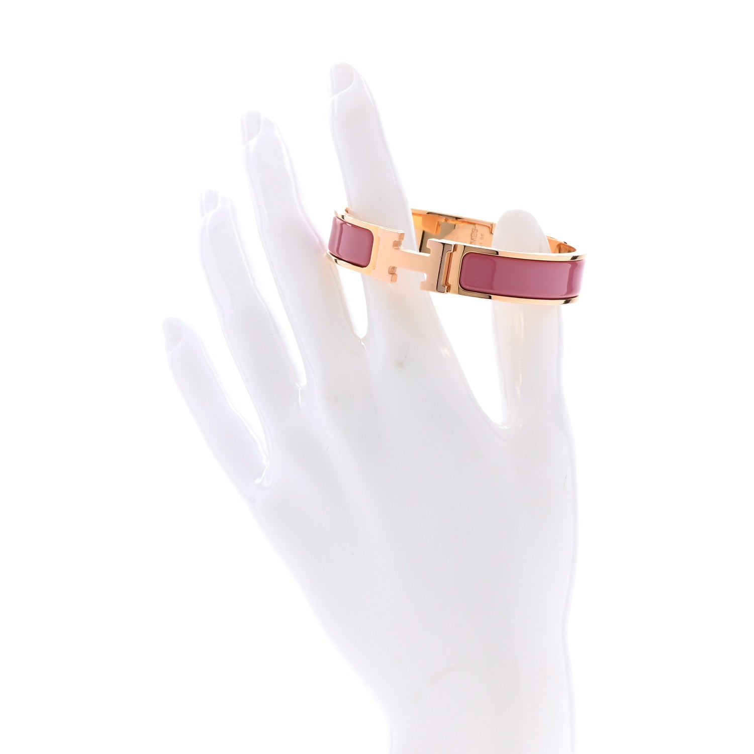 Hermes Enamel Narrow Clic Clac H Bracelet PM Rose Velours 2 of 6