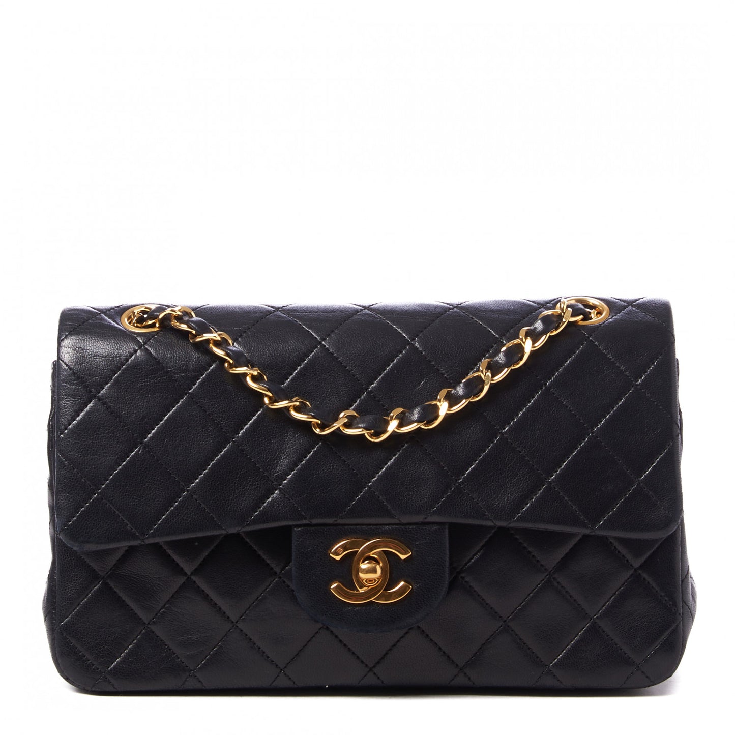 Lambskin Quilted Small Double Flap Black