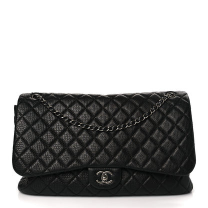 Chanel Grained Calfskin Quilted Small XXL Travel Flap Bag Black 1 of 8