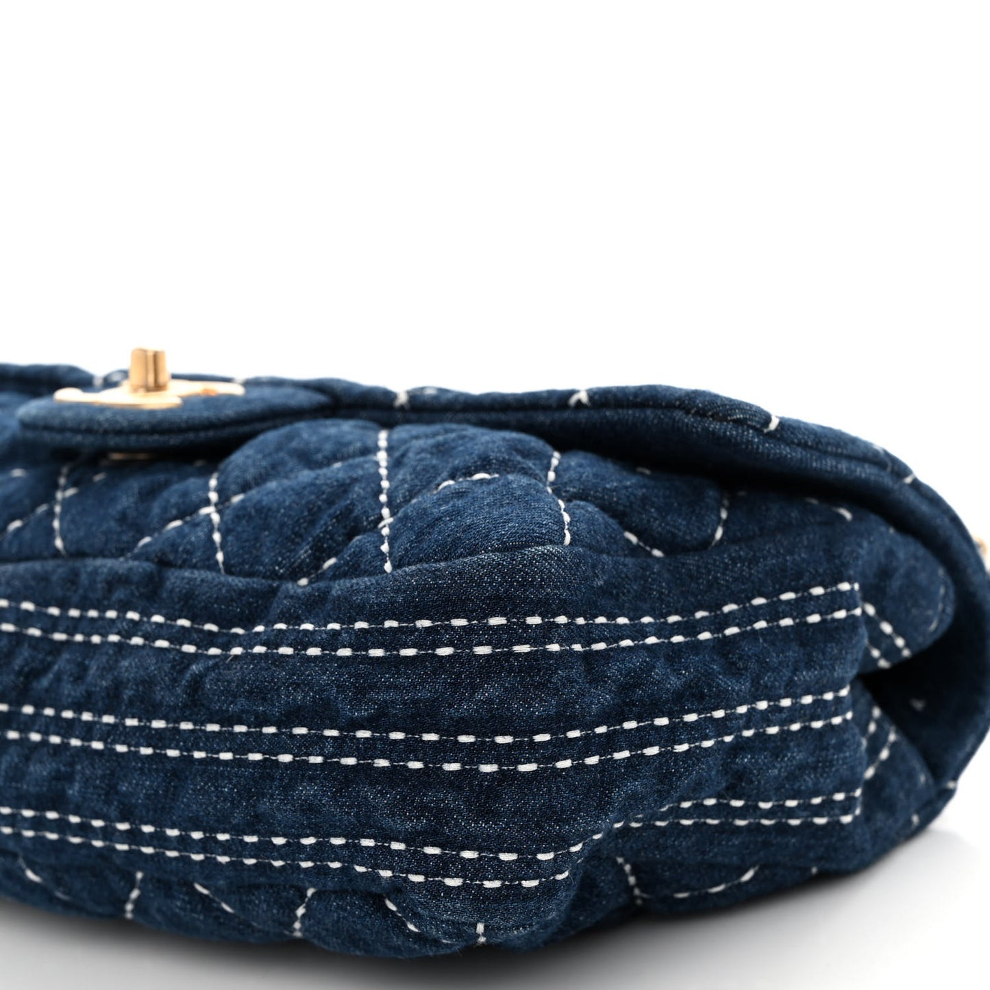 Denim Quilted Medium Denim Trip Single Flap Blue