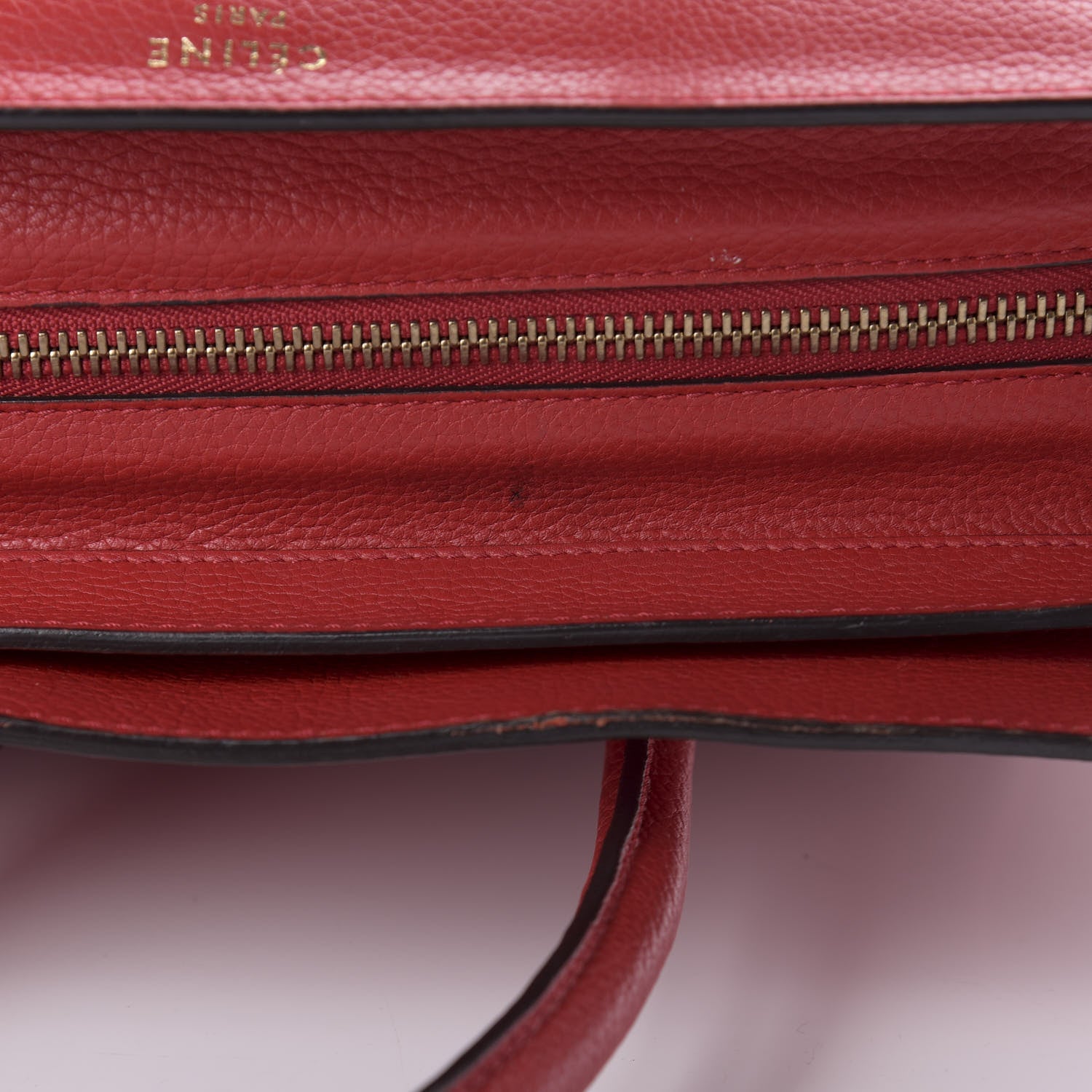 Celine Drummed Calfskin Mini Luggage Red 10 of 11