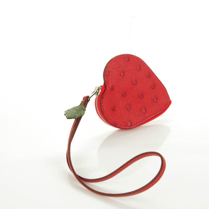 Hermes Ostrich Tutti Frutti Strawberry Coin Purse Charm Rouge Vif Canopee 3 of 8