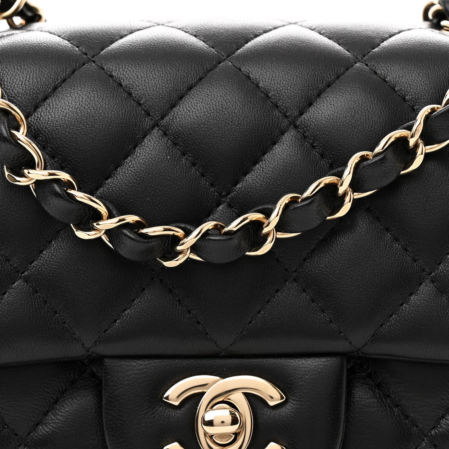 Lambskin Quilted Mini Square Flap Black