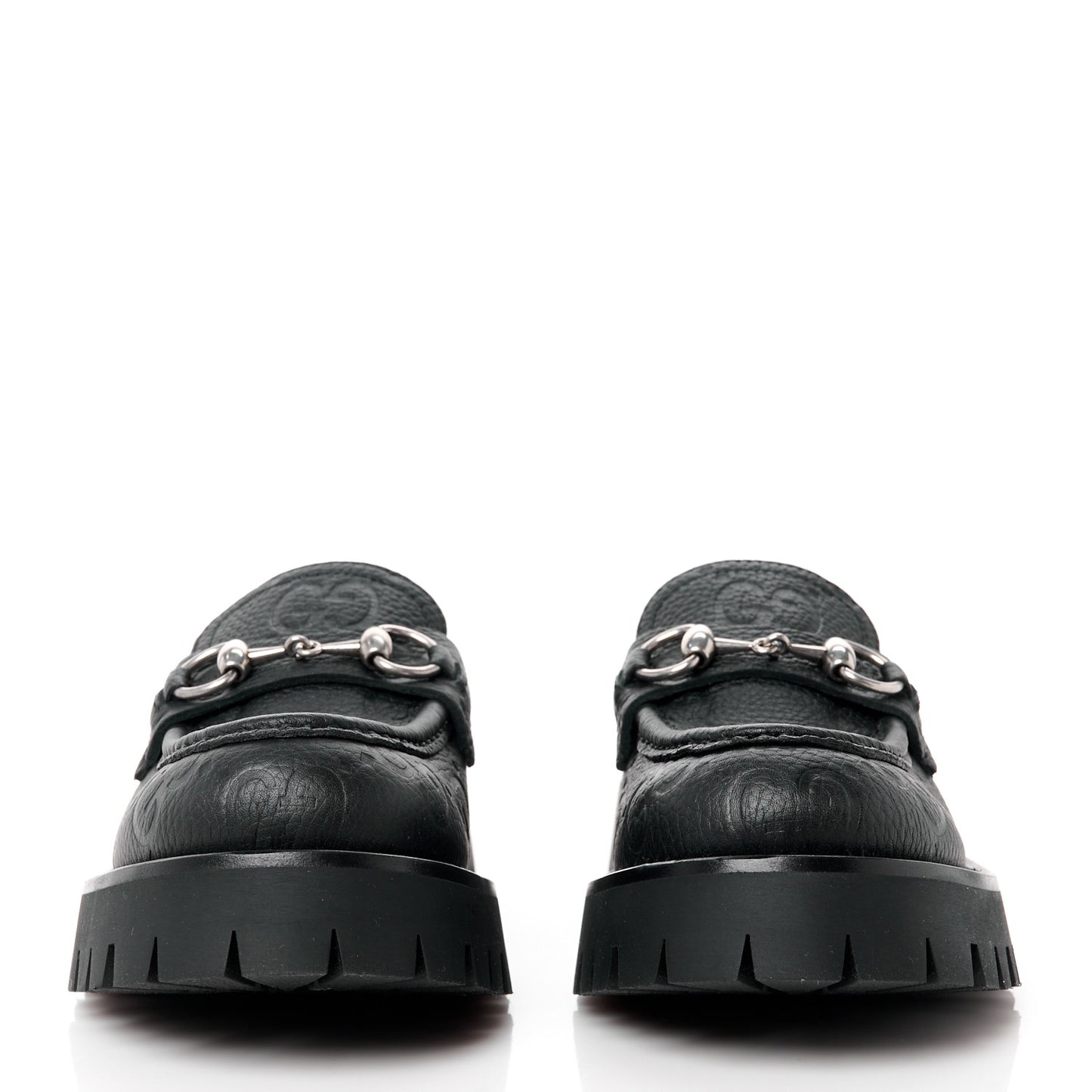 Piuma Calfskin Embossed Womens Platform Lug Sole Loafers 36.5 Black