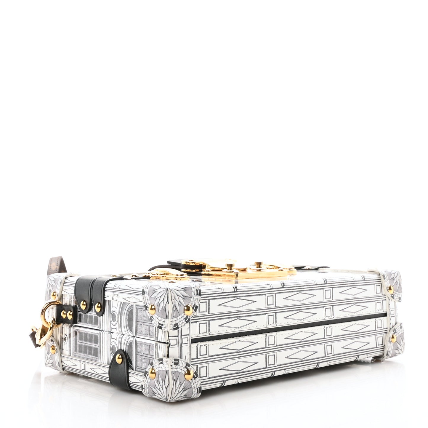 X FORNASETTI Calfskin Architettura Petite Malle White Black