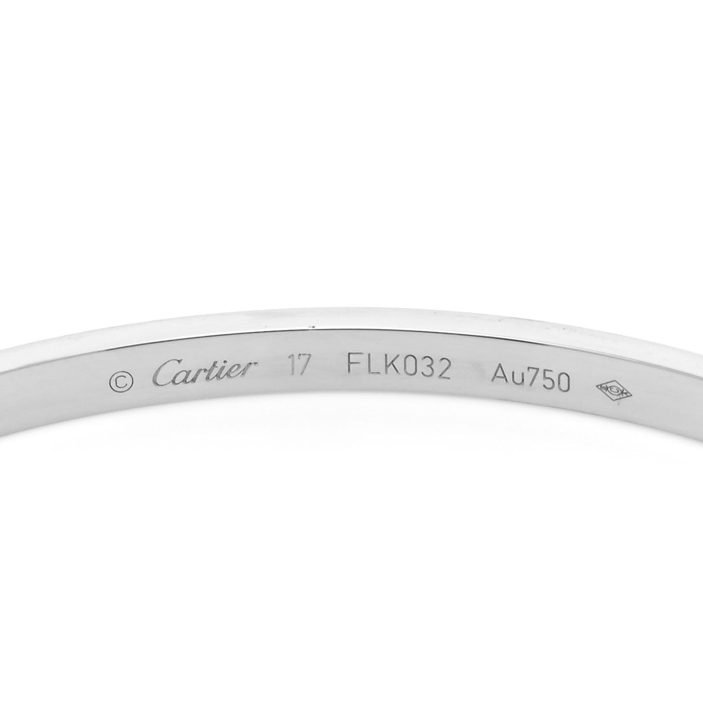 18K White Gold Small LOVE Bracelet 17