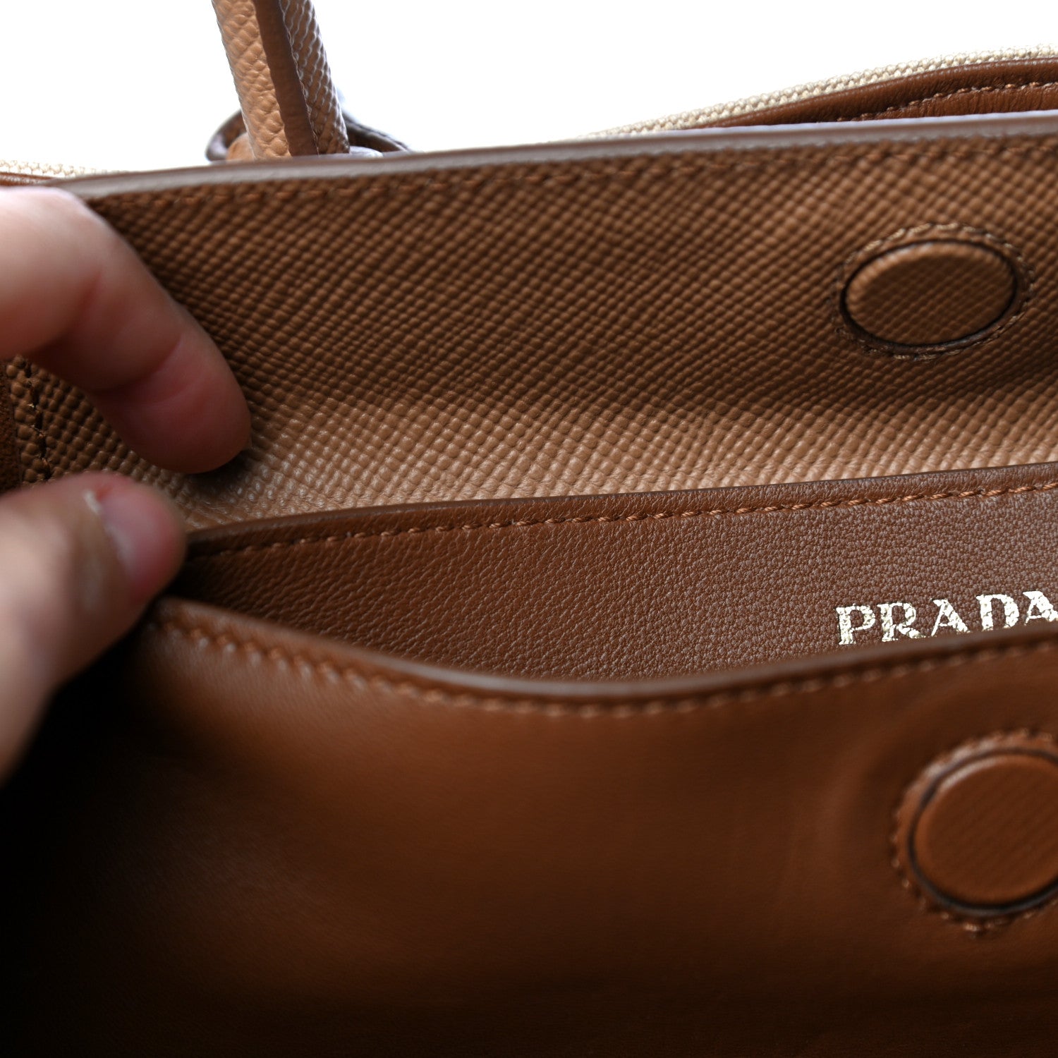 Prada Canapa Saffiano Large Double Bag Corda Caramel 8 of 13