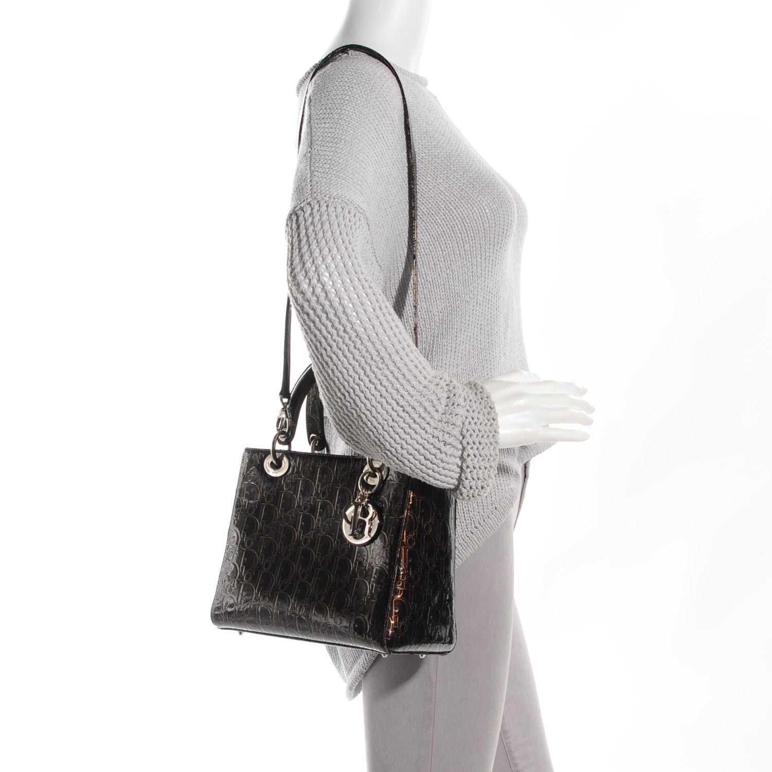 Christian Dior Patent Ultimate Medium Lady Dior Brown 2 of 8