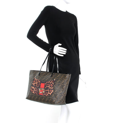 Fendi Zucca Spalmati Patent Baguette Print Medium Roll Tote Tobacco 2 of 12