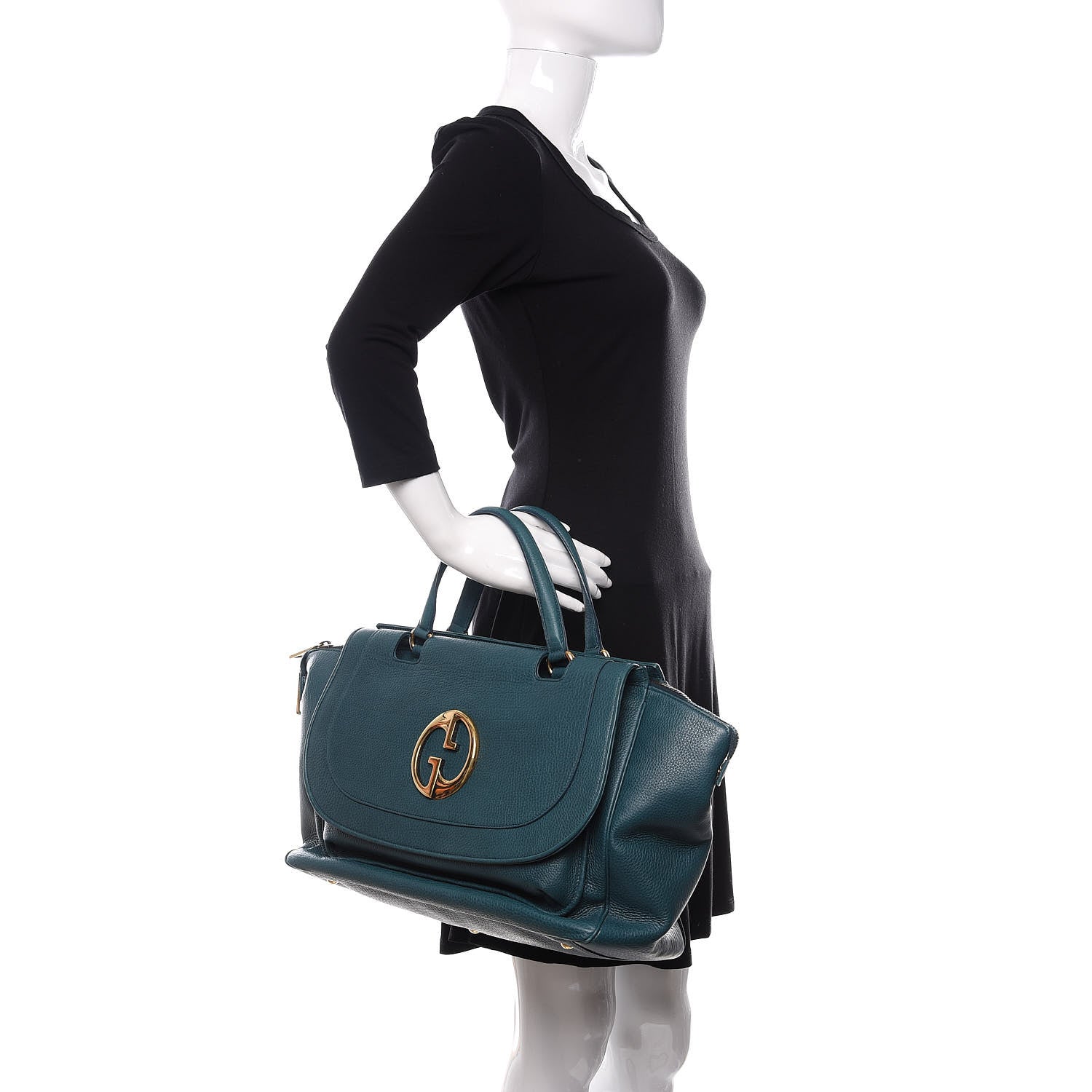 Gucci Pebbled Calfskin Medium 1973 Top Handle Satchel Deep Cobalt 2 of 10