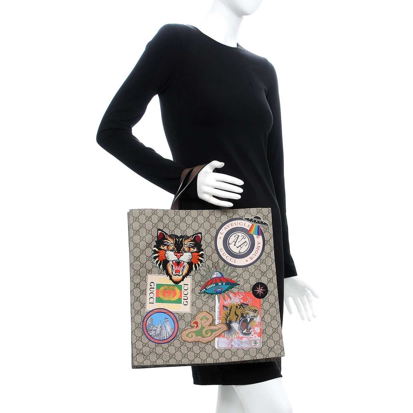 Soft GG Supreme Monogram Courrier Vertical Tote Beige New Acero