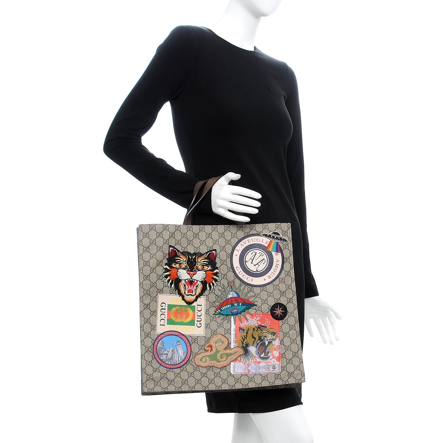Gucci Soft GG Supreme Monogram Courrier Vertical Tote Beige New Acero 2 of 6