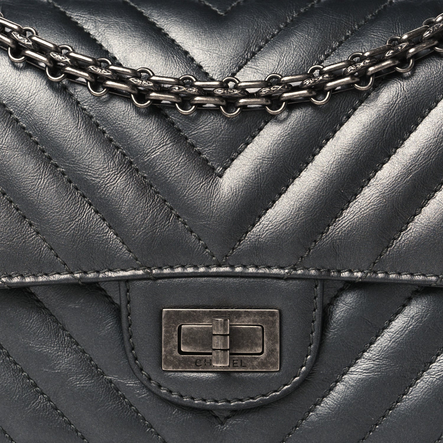 Chanel Metallic Aged Calfskin Chevron Quilted 2.55 Reissue Mini Flap Grey 8 of 11