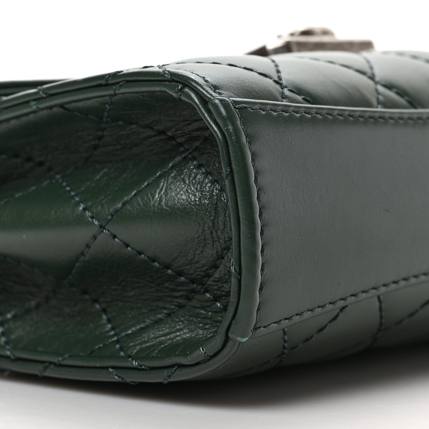 Shiny Calfskin Quilted Mad About Quilting Mini Flap Dark Green