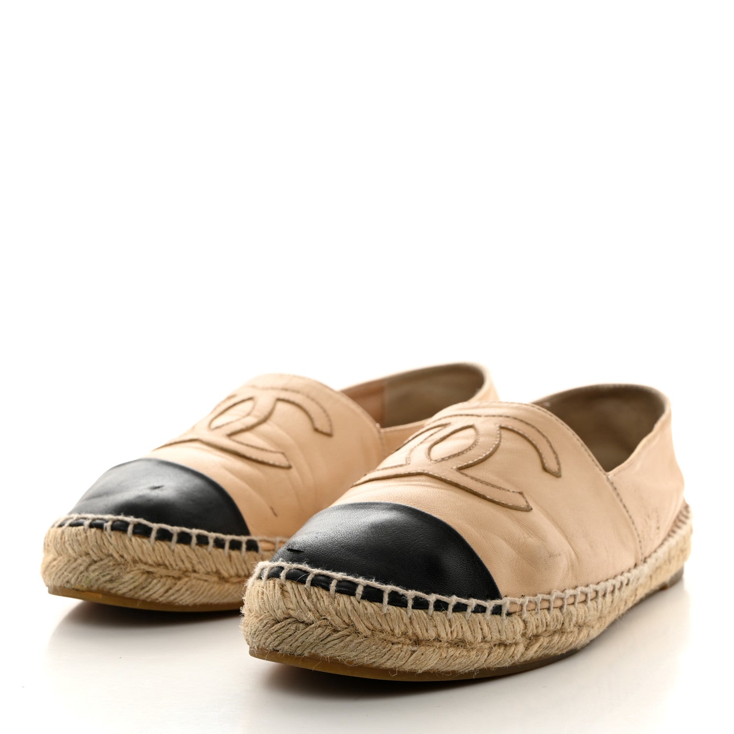 Chanel Lambskin CC Espadrilles 41 Beige Black 3 of 14