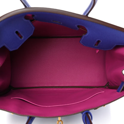 Hermes Epsom Horseshoe Birkin 30 Bleu Electrique Rose Pourpre 5 of 14