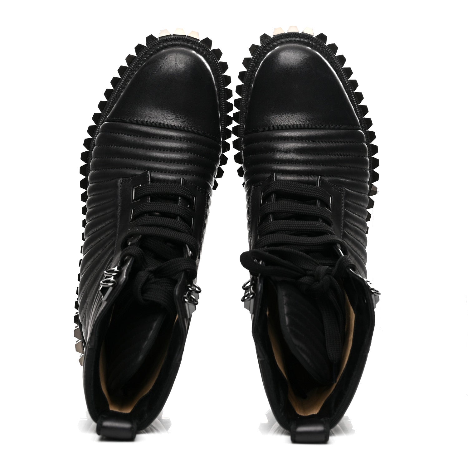 Christian Louboutin Calfskin Quilted Yetota Combat Boots 37 Black