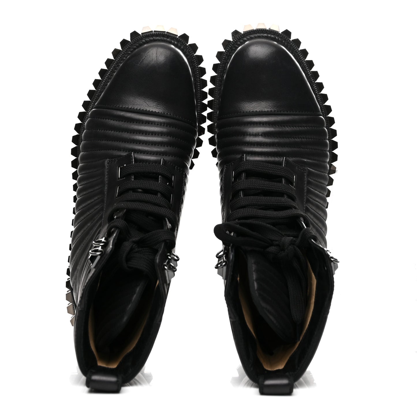 Calfskin Quilted Yetota Combat Boots 37 Black
