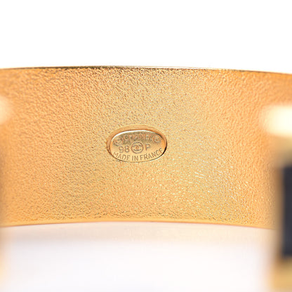 Chanel Resin CC Cuff Black White Gold 4 of 6