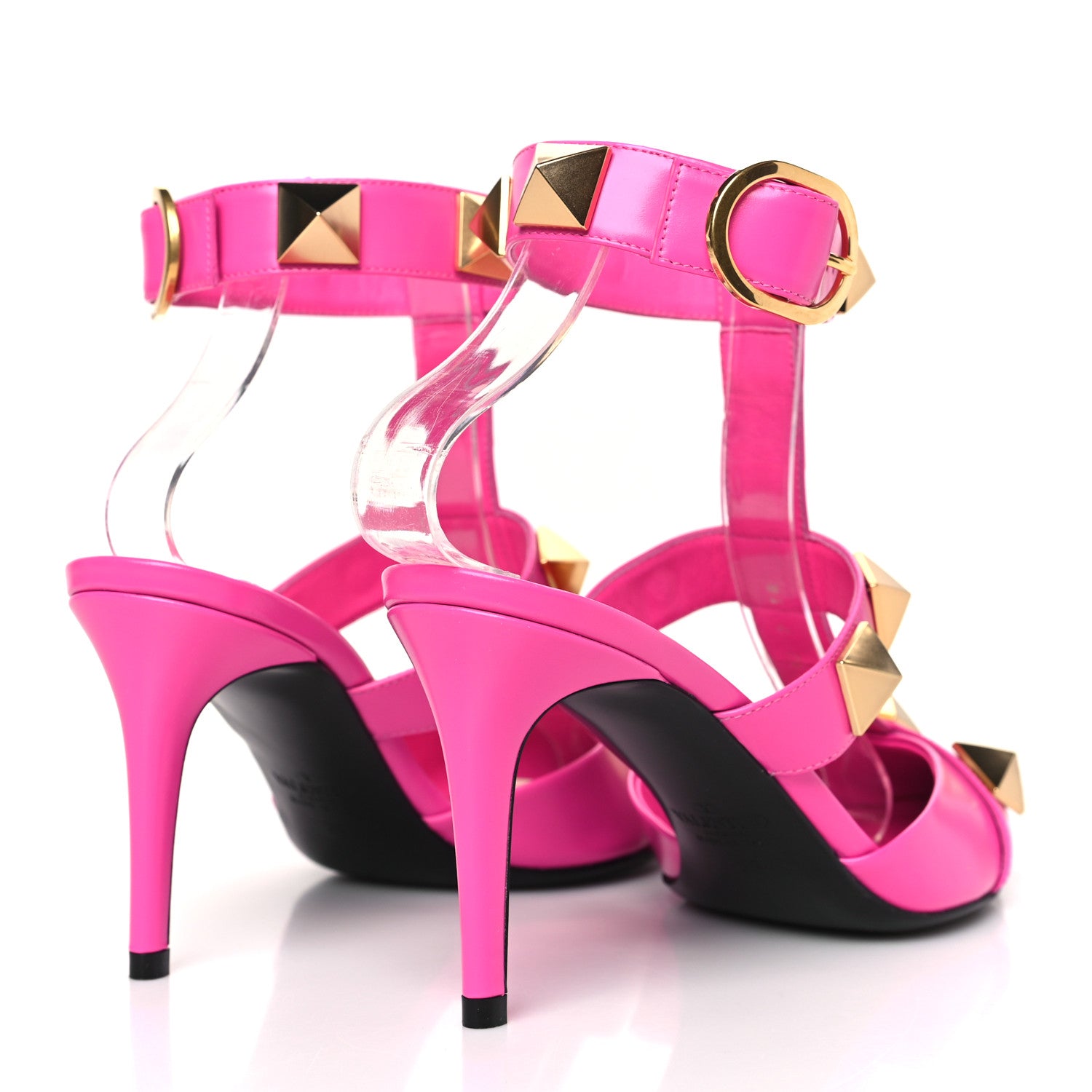 Valentino Garavani Calfskin Roman Stud Ankle Strap 80mm Pumps 38 Pink 4 of 10